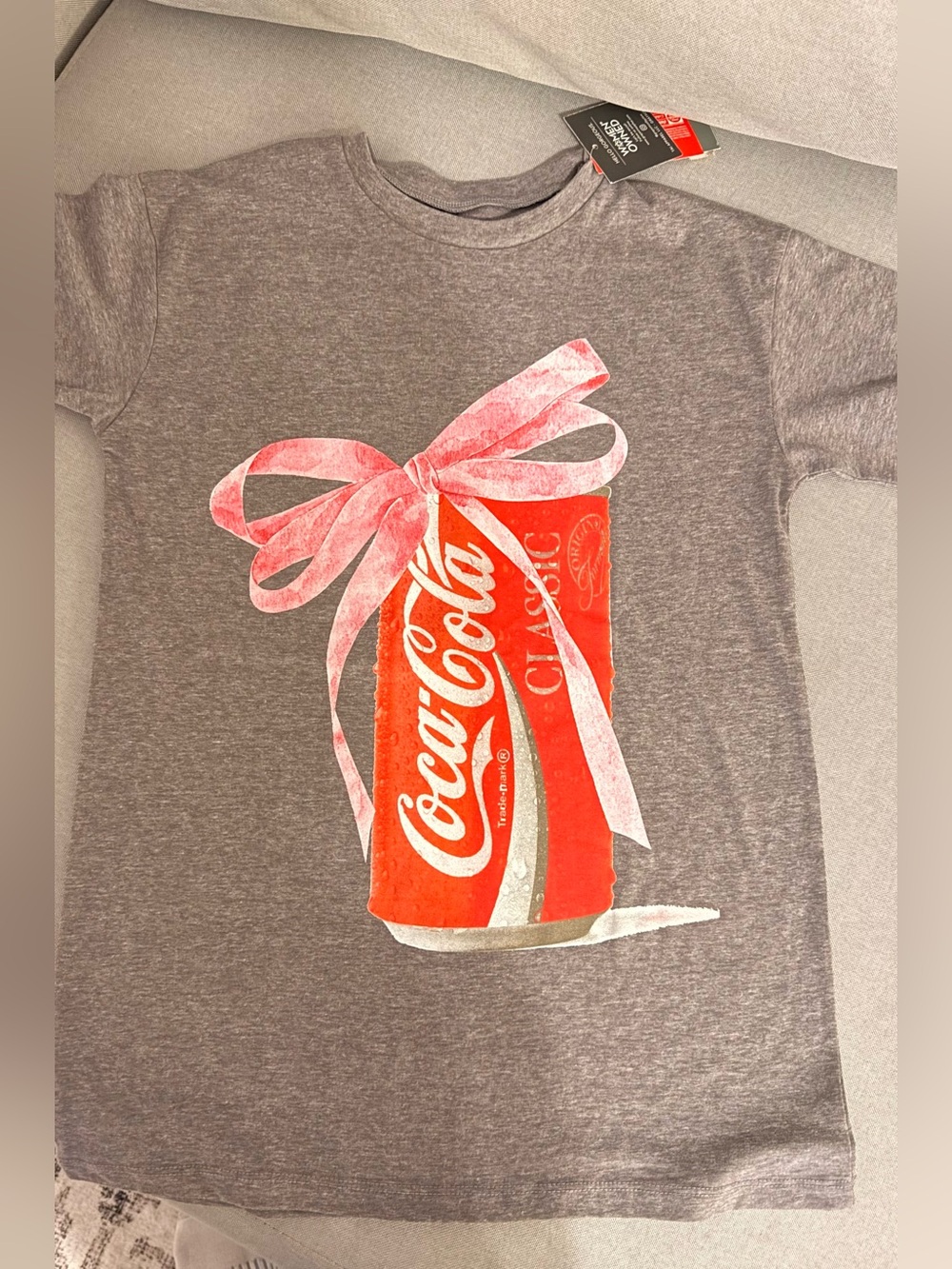 Coca Cola Classic Graphic T Shirt Vintage Style Women's XS Heather Grey Tee NWT - Picture 3 of 4